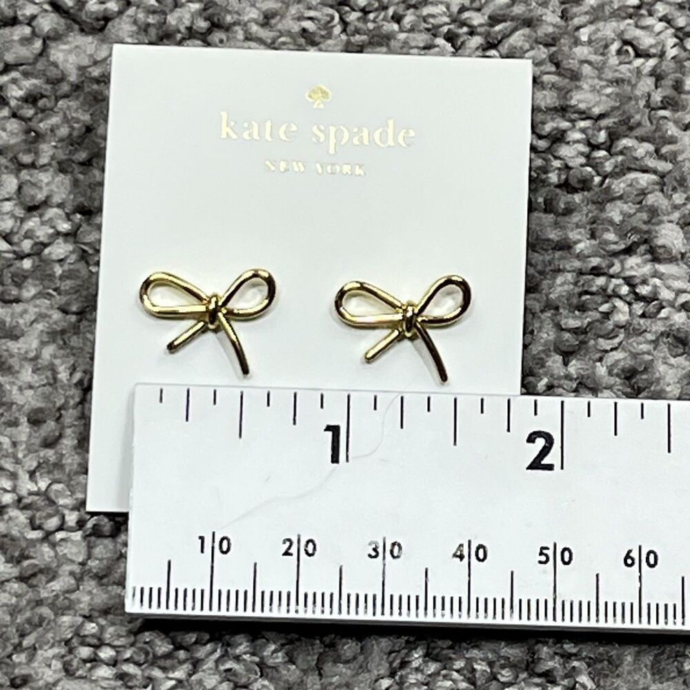 Kate Spade New York Stud Earrings Gold Tone Bow Womens Jewelry Minimalist - Picture 4 of 5
